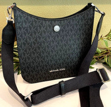 MICHAEL KORS MUJER PEQUEÑO MENSAJERO BANDOLERA BOLSO MK NEGRO LOGO PLATEADO