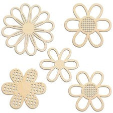 Juego de pegatinas de pared de madera estilo bohemio diseño floral hueco 5 piezas beige