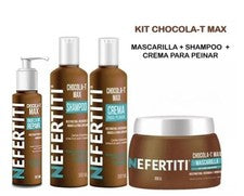 Kit Nefertiti Chocola-T Max – Champú + Mascarilla + Crema Sin Enjuague + Tratamiento