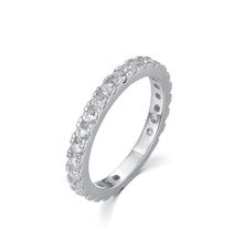 Anillo de eternidad de zafiro blanco corte brillante de 2 quilates de plata de ley 925 para dama