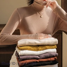 Camisa Suéter Cuello Alto Base Para Mujer Otoño Nueva Moda Ropa Interior Cálida Prendas para el torso Ajustadas