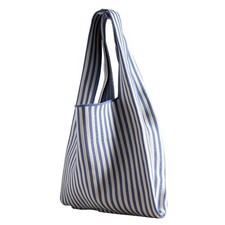 Bolso de Mano HVIST Anthropologie Tejido a Rayas Azul Crema Moda Vegana
