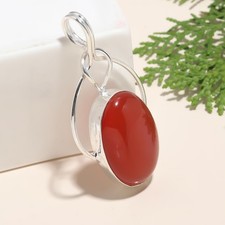 Colgante de joyería de plata de ley 925 hecho a mano con piedras preciosas de cornalina natural