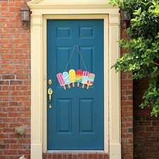 Letreros de puerta temáticos de 2 piezas para decoración del hogar frente colgante