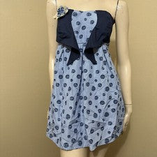 Túnica para mujer azul a rayas lunares algodón informal cremallera abierta talla L solero