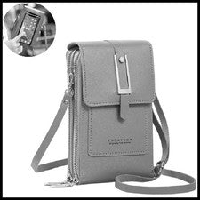 Bolso Bandolera Portátil para Teléfono con Pantalla Táctil para Mujer Bolso Bandolera de Hombro Moda Cuero PU