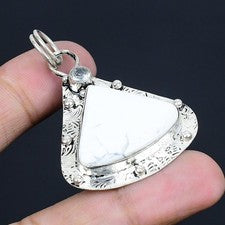 Howlite Jaspe, Topacio Blanco Piedras Preciosas 925 Plata Esterlina Joyería C...