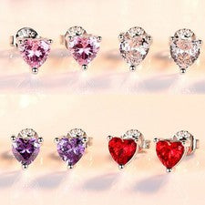 Delicados aretes de plata de ley 925 con piedra de corazón para mujeres niñas joyas regalo