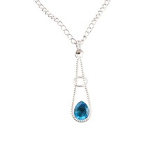 Colgante Topacio Azul Suizo Elegante Joyería Aniversario Plata de Ley 925
