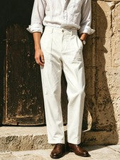 Pantalones de traje informales sueltos de pierna recta estilo Nápoles italiano para hombre