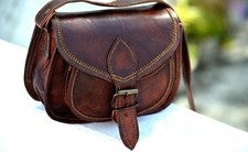 Nuevo bolso bandolera de hombro mensajero de cuero marrón genuino vintage par...