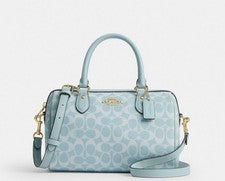 Bolso Rowan para mujer Coach nuevo con etiquetas en azul claro estilo lona firma CEY 39