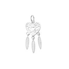 Colgante de plata esterlina atrapasueños amor corazón ala de ángel pluma gota