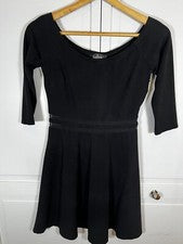 Vestido Lulus Para Mujer Mediano Sí a la Malla Negro Media Manga Patinador Mini Vestido