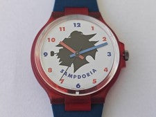 FOOTBALL WATCH PARMALAT SAMPDORIA CALCIO 1991 ENDURA SWATCH NUOVO -NON funziona