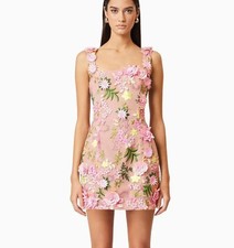 Nuevo Vestido Para Mujer 3D Floral Correa de Espagueti Mini Sexy Moda Cremallera Sin Mangas