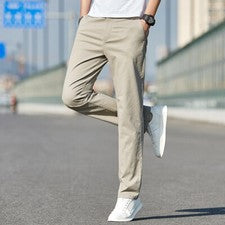 Pantalones informales rectos de moda de color liso informales de negocios para hombre