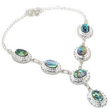 Collar de joyería de plata de ley 925 hecho a mano con concha de abulón tamaño 18"