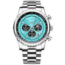Relojes de pulsera LIGE calendario de acero inoxidable cronógrafo luminoso de 3 ojos para hombre