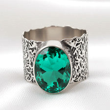 Anillo de joyería de plata de ley 925 hecho a mano con piedras preciosas de turmalina verde todos los tamaños