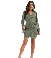 Mini vestido envolvente verde caqui de 8 cuellos para mujer ASOS DESIGN NUEVO
