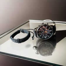 Nuevo Reloj de Moda Eyros Cuarzo para Hombre con Pulsera de Cuero a Juego-Funcionando/Nuevo