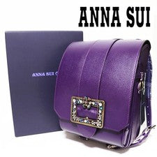 ANNA SUI Randoseru Mochila Bolso Joya Elegancia Mujer Moda Cuero Púrpura