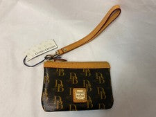 Diseñador Dooney Bourke Marrón Dorado Muñequera Billetera Mango Nuevo con Etiquetas