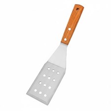 6 piezas espátula de acero inoxidable con mango de madera resistente al calor acero inoxidable volteador de sartenes