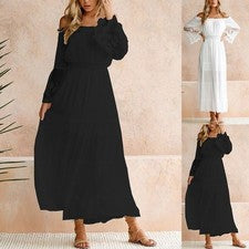 Mujer Blanco Bohemio Vestido Largo Sin Tirantes Verano Vestido de Playa con Encaje