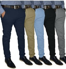 Pantalones chinos elásticos ajustados informales de frente plano flexibles clásicos para hombre