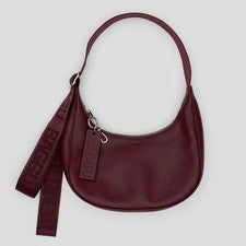 ¡NUEVO! Baggu BOLSO PEQUEÑO MEDIA LUNA en “Caoba” CUERO RECICLADO + Plumero, Edición Limitada.