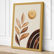 Gracioso tallo en lienzo botánico dorado impresión arte de pared decoración del hogar listo para colgar