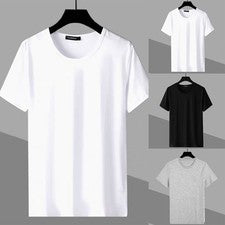 Camiseta para hombre ajustada color liso camiseta informal manga corta de moda