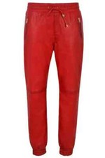 Pantalón de cuero para hombre piel de cordero real lujo mantecoso suave moda pantalón informal