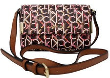 NUEVO Bolso Bandolera Pequeño Bolso de Mano Calvin Klein Para Mujer Marrón Rosa Gráfico Logo