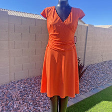 Nuevo con etiquetas Vestido Nine West Mujer Naranja Manga Corta Talla 4