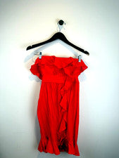 Vestido tubo vintage Y2K nuevo con etiquetas sin tirantes para niña tomate rojo con volantes algodón talla M Ya