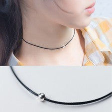 Choker Halskette Kugel Sterling Silber 925 Schwarz Halsband