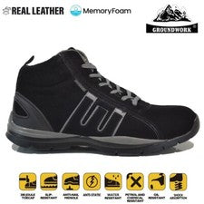 ZAPATOS DEPORTIVOS DE TRABAJO DE SEGURIDAD CON PUNTERA DE ACERO DE CUERO LIGERO PARA HOMBRES BOTAS