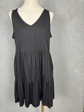 Vestido para mujer Eayouko negro sin mangas con cuello en V en capas verano/primavera mediano nuevo con etiquetas