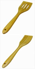 Juego de 2 utensilios de cocina duraderos de bambú juego de espátulas y giradores 4565