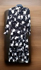 Vestido KARMI LABEL Mujer M Negro Estampado Floral Halter Corbata Cintura Manga Larga Nuevo