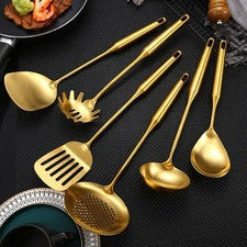 Práctico Juego de Platas de Cocina Acero Inoxidable Dorado Accesorios de Cocina Versátiles