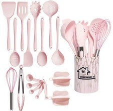 Utensilios de cocina de silicona de grado alimenticio 18 piezas espátula giratoria medición...