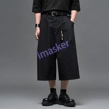 Pantalones de pierna recta de moda para hombre estilo japonés retro pierna ancha pantalones informales