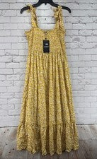 Vestido floral amarillo de moda para mujer M