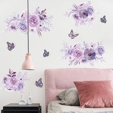 Pegatinas de Pared 35*60cm Mariposa Decoración Flor Extraíbles Autoadhesivas