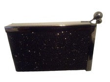 Bolso de mano para mujer con brillo. Negro. Bolso de mano. Cadena de hombro. Cierre de cierre único.