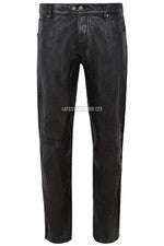 PANTALONES DE MOTOCICLISTA DE CORTE AJUSTADO ESTILO DISEÑADOR CUERO NAPA CON ESTILO NEGRO PARA HOMBRES